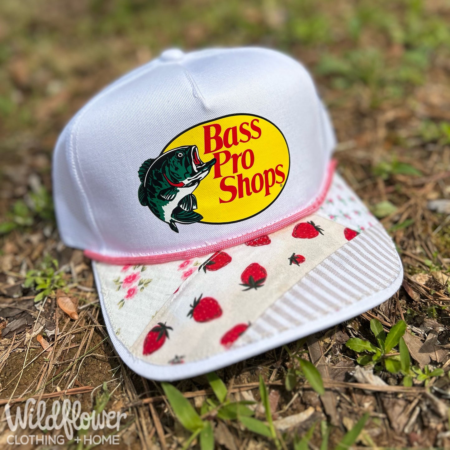 OOAK White Bass Pro Quilted Bill Hat
