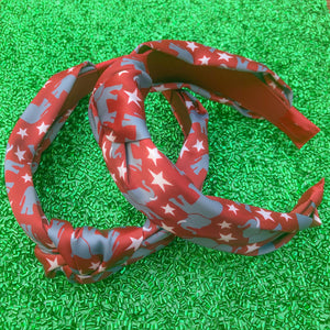Crimson Elephant Knotted Headband