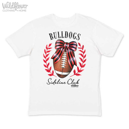 Bulldogs Football Bow Tee Toddler-Adult