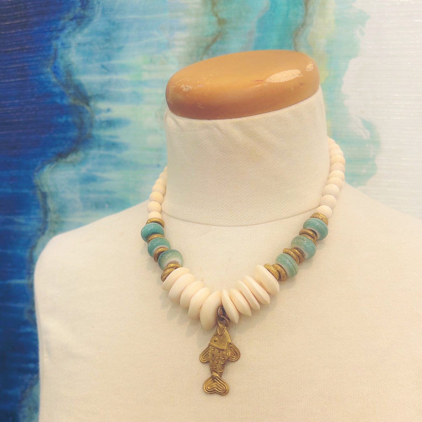Brass Fish Statement Necklace 3