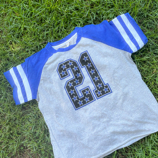 CUSTOM Number Jersey Tee Blue (See Description)