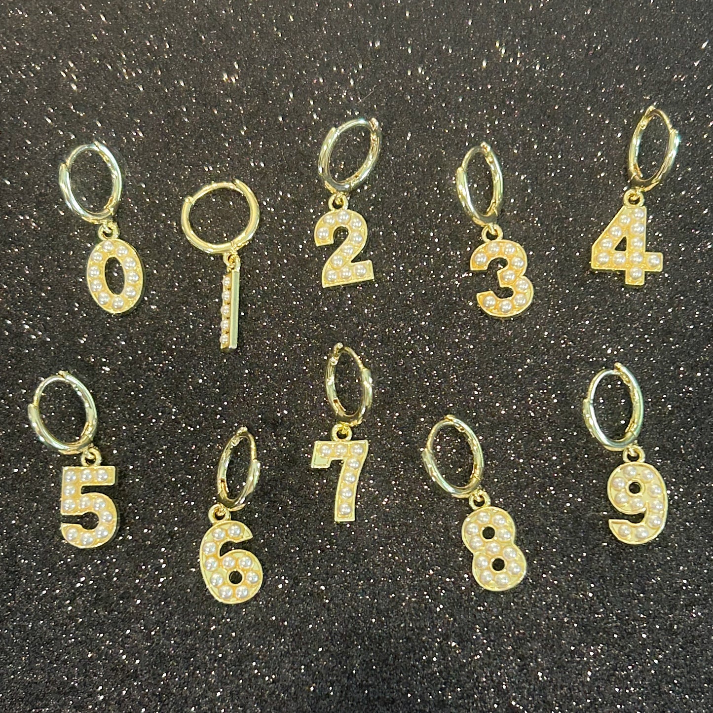 CUSTOM Number Earrings GOLD/PEARL (See Description for Instructions)