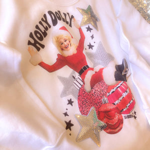 Holly Dolly Sequin Star Patch Crew