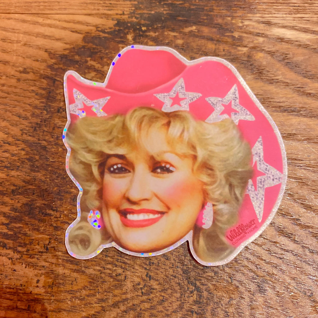 Dolly Cowgirl Glitter Sticker