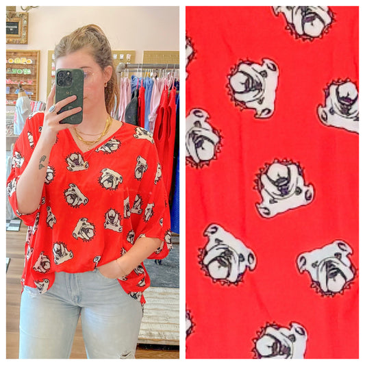 Bulldog V Neck Oversized Top