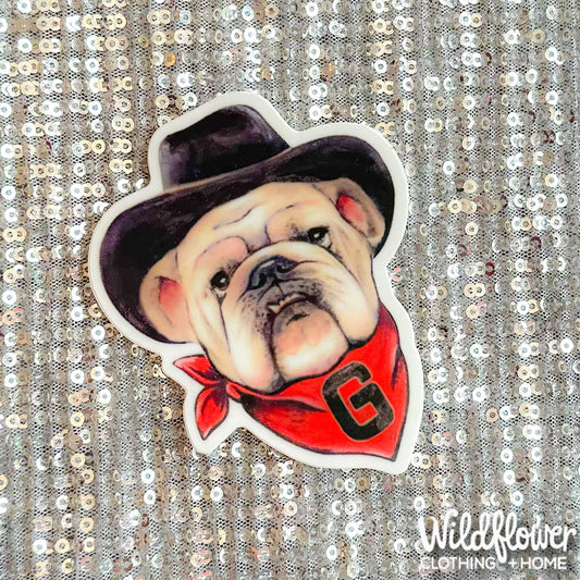 Bulldog Cowboy Sticker