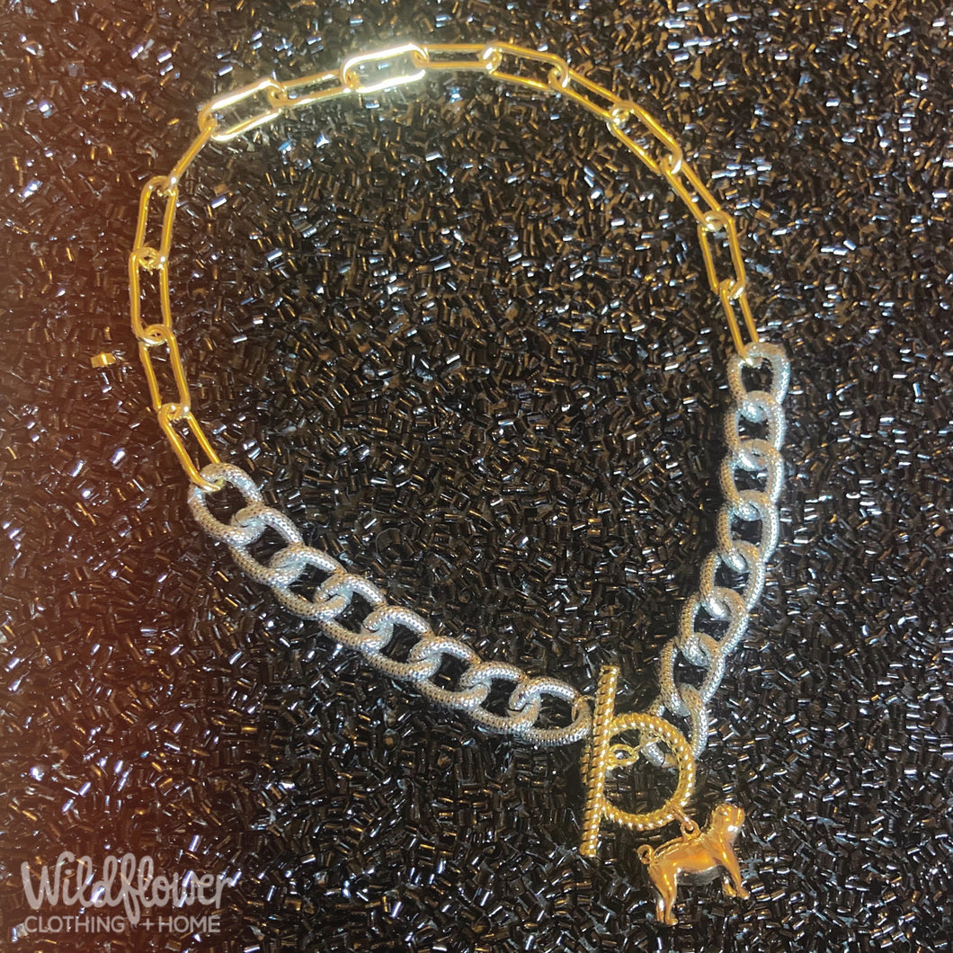 Bulldog Mixed Metals Necklace