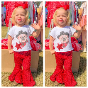 Kids Red Sequin Flares