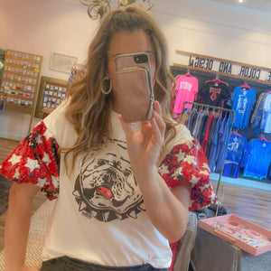 Sequin Sleeve Bulldog Tee