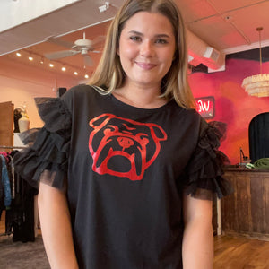 Ruffle Sleeve Bulldog Tee