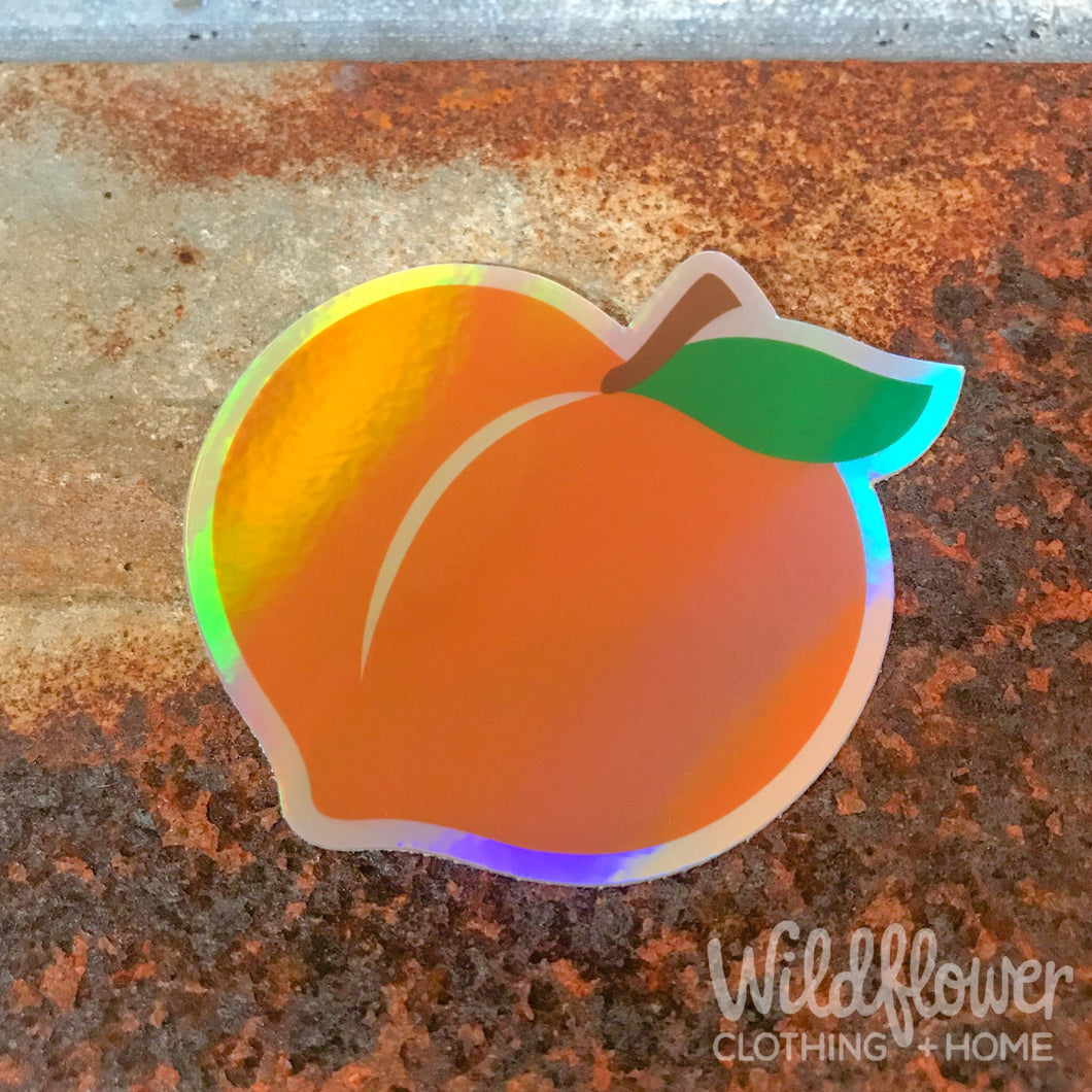 Holographic Peach Sticker