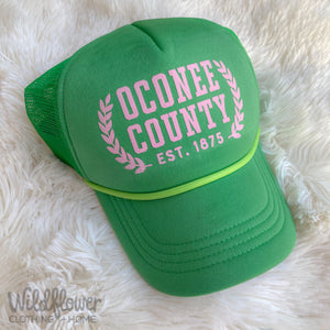 Oconee County GA Pink + Green Hat