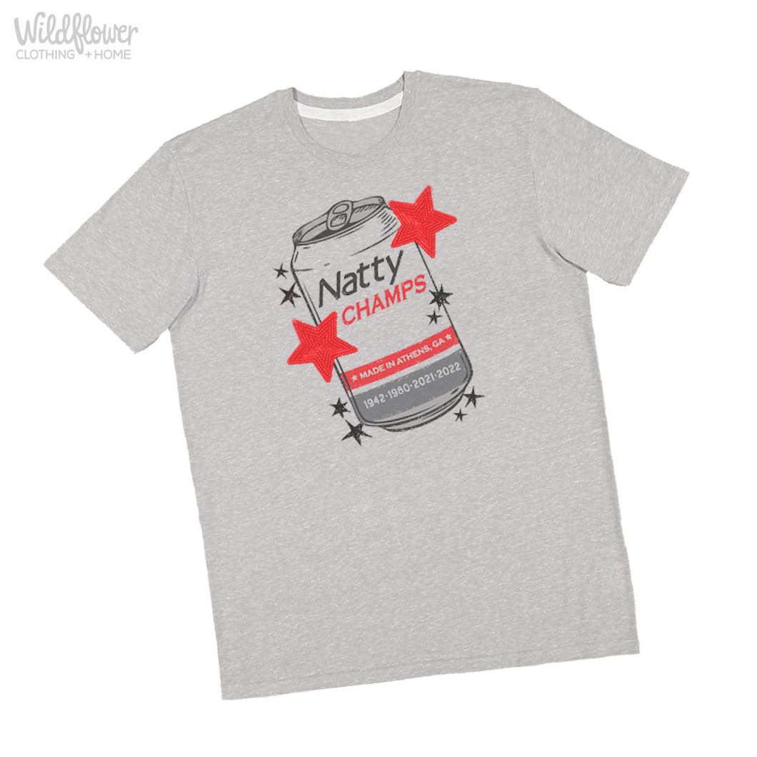PREORDER Natty Champs Beer Can Tee with Sequin Stars