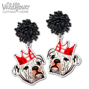 Bulldog Crown Statement Earrings