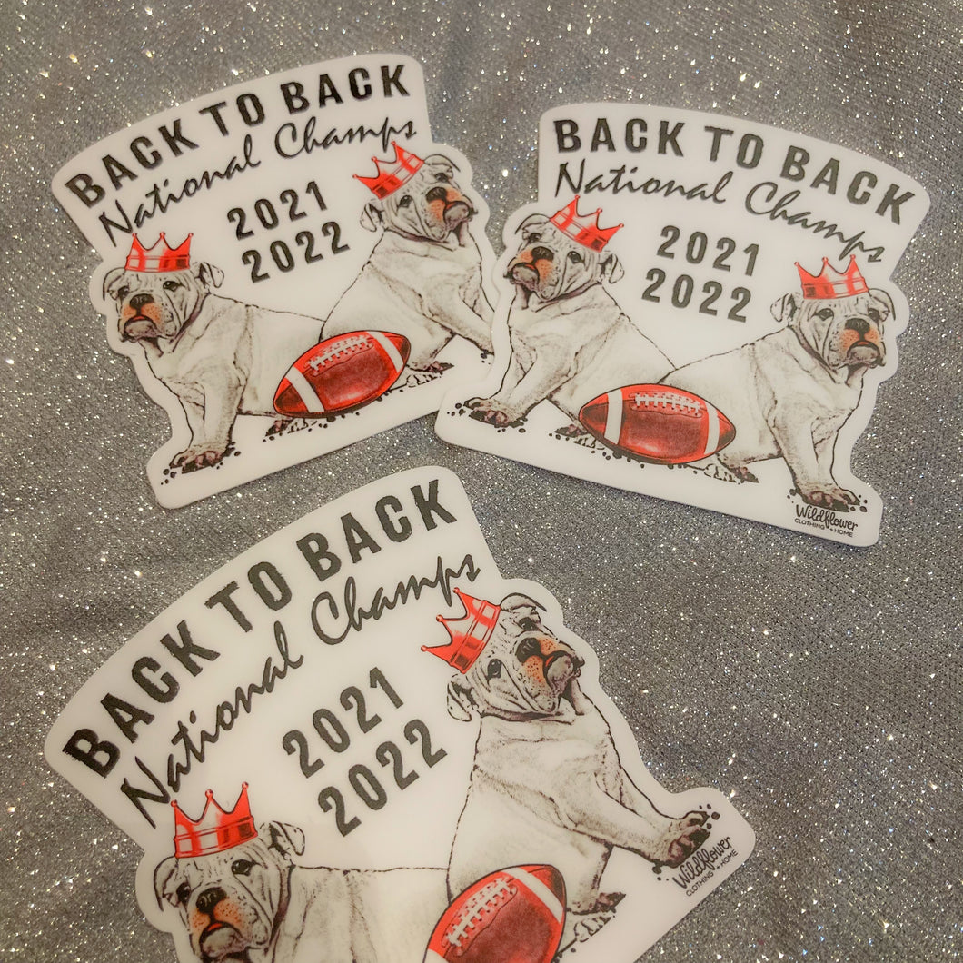 Back to Back Bulldog Crown Sticker
